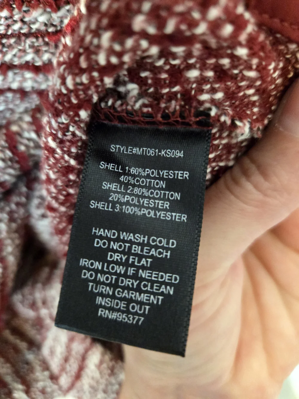 Women’s Marled Burgundy Sweater with Black Shoulder Panels